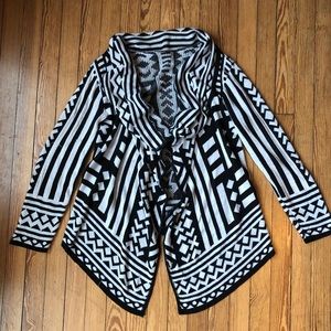 Black and white tribal print cardigan